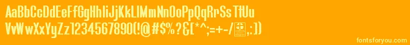 Blue.FishIrregularDemo-Schriftart – Gelbe Schriften auf orangefarbenem Hintergrund