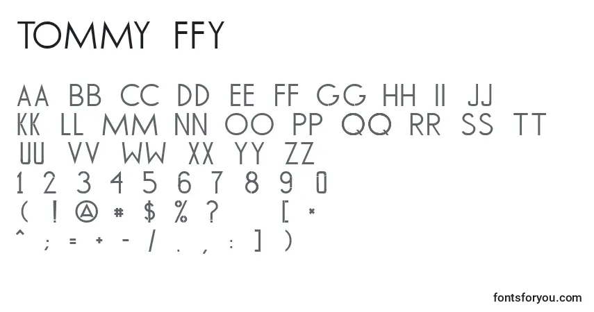 Schriftart Tommy ffy – Alphabet, Zahlen, spezielle Symbole