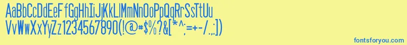 フォントSeasans – 青い文字が黄色の背景にあります。