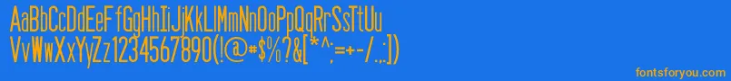 フォントSeasans – オレンジ色の文字が青い背景にあります。