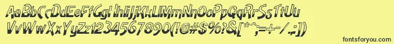 HighnoonItalic-fontti – mustat fontit keltaisella taustalla