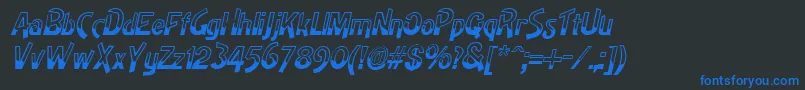 フォントHighnoonItalic – 黒い背景に青い文字