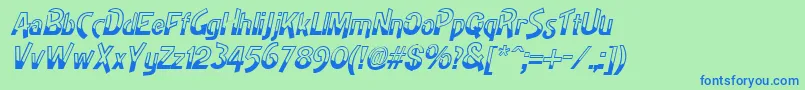 HighnoonItalic Font – Blue Fonts on Green Background