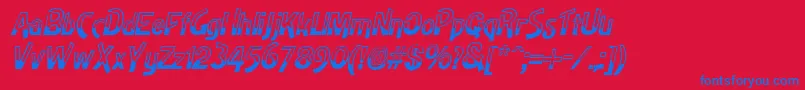 HighnoonItalic-Schriftart – Blaue Schriften auf rotem Hintergrund