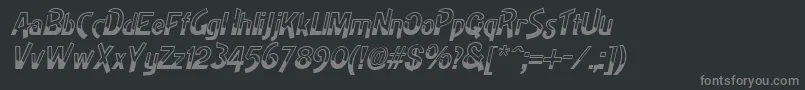 HighnoonItalic-fontti – harmaat kirjasimet mustalla taustalla