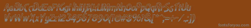 HighnoonItalic-fontti – harmaat kirjasimet ruskealla taustalla