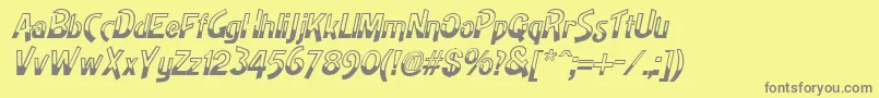 HighnoonItalic-fontti – harmaat kirjasimet keltaisella taustalla