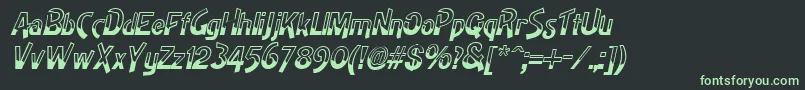 HighnoonItalic-fontti – vihreät fontit mustalla taustalla