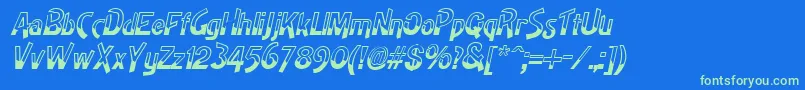 HighnoonItalic-fontti – vihreät fontit sinisellä taustalla