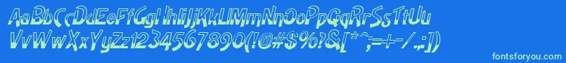 HighnoonItalic Font – Green Fonts on Blue Background