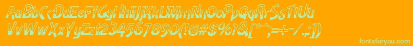HighnoonItalic Font – Green Fonts on Orange Background