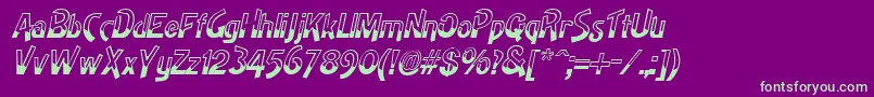 HighnoonItalic-fontti – vihreät fontit violetilla taustalla