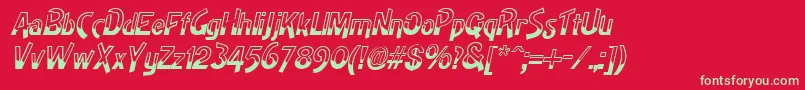 HighnoonItalic Font – Green Fonts on Red Background