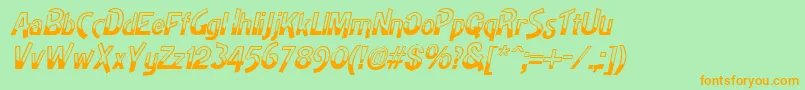 HighnoonItalic-fontti – oranssit fontit vihreällä taustalla
