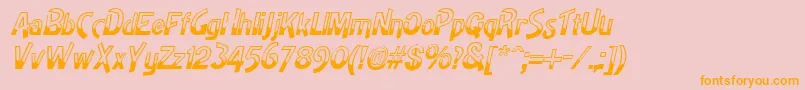 フォントHighnoonItalic – オレンジの文字がピンクの背景にあります。