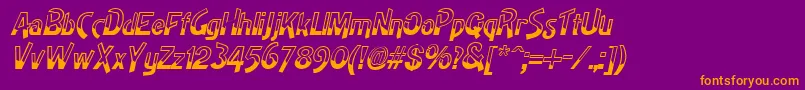 HighnoonItalic-fontti – oranssit fontit violetilla taustalla