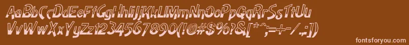 HighnoonItalic-fontti – vaaleanpunaiset fontit ruskealla taustalla