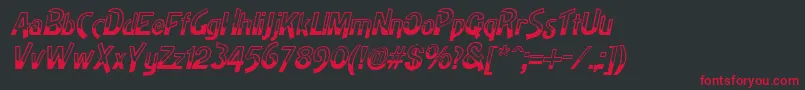 フォントHighnoonItalic – 黒い背景に赤い文字
