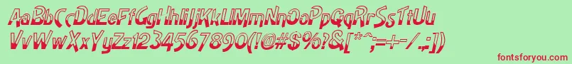 HighnoonItalic-fontti – punaiset fontit vihreällä taustalla