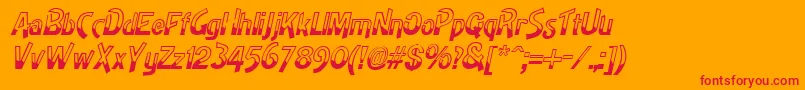 フォントHighnoonItalic – オレンジの背景に赤い文字