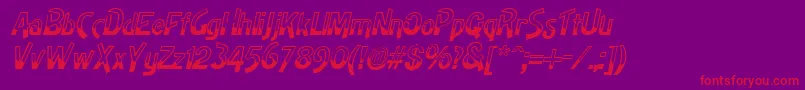 フォントHighnoonItalic – 紫の背景に赤い文字