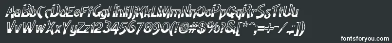HighnoonItalic-fontti – valkoiset fontit mustalla taustalla