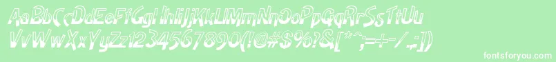 HighnoonItalic-fontti – valkoiset fontit vihreällä taustalla