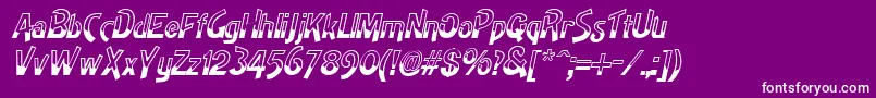 HighnoonItalic-fontti – valkoiset fontit violetilla taustalla