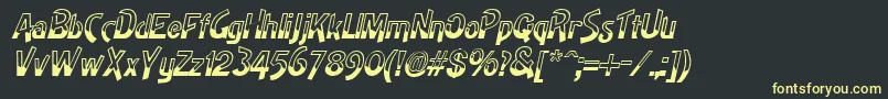 HighnoonItalic-fontti – keltaiset fontit mustalla taustalla