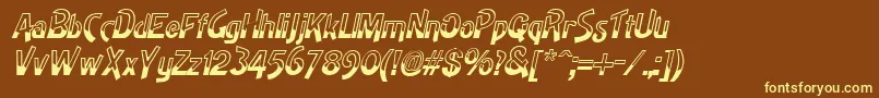 HighnoonItalic-fontti – keltaiset fontit ruskealla taustalla