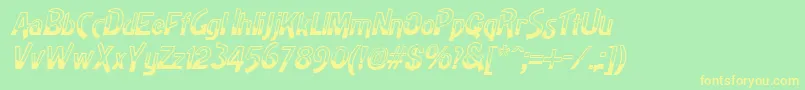 HighnoonItalic-fontti – keltaiset fontit vihreällä taustalla