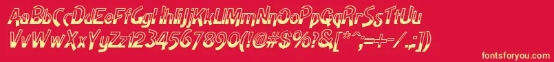 HighnoonItalic-fontti – keltaiset fontit punaisella taustalla
