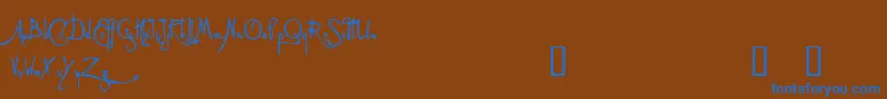 AlleghieriDemo-Schriftart – Blaue Schriften auf braunem Hintergrund