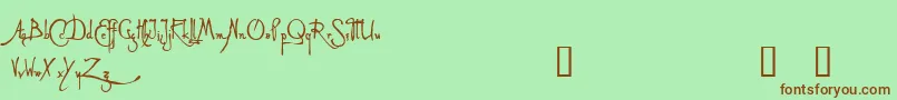 フォントAlleghieriDemo – 緑の背景に茶色のフォント