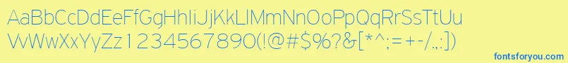 PfhighwaysansproExtrathin Font – Blue Fonts on Yellow Background