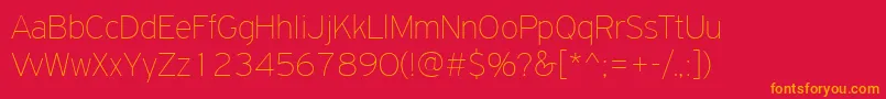 PfhighwaysansproExtrathin Font – Orange Fonts on Red Background
