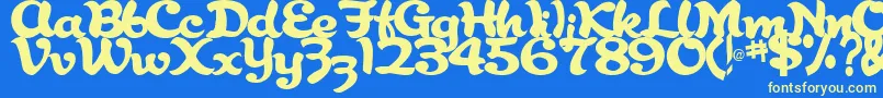 AbracadabraRegularTtstd-Schriftart – Gelbe Schriften auf blauem Hintergrund