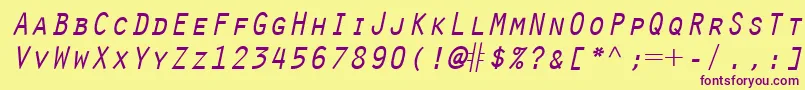 OratorLtSlanted Font – Purple Fonts on Yellow Background