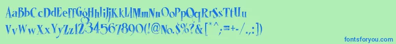 LhfMisterSpookyCond Font – Blue Fonts on Green Background