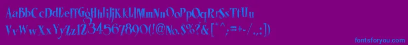 Fonte LhfMisterSpookyCond – fontes azuis em um fundo violeta