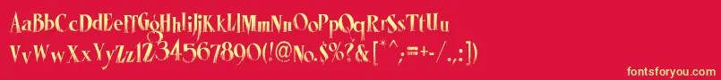 LhfMisterSpookyCond-Schriftart – Gelbe Schriften auf rotem Hintergrund