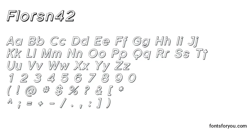 A fonte Florsn42 – alfabeto, números, caracteres especiais