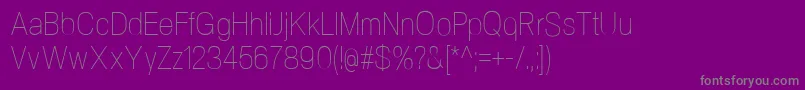 NeogramUltralightcnd-fontti – harmaat kirjasimet violetilla taustalla