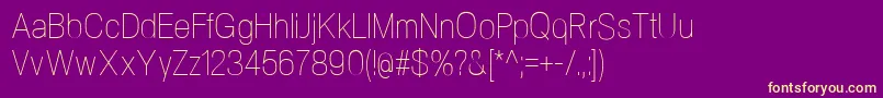 NeogramUltralightcnd-fontti – keltaiset fontit violetilla taustalla