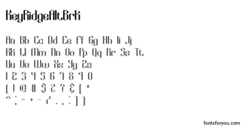 A fonte KeyRidgeAltBrk – alfabeto, números, caracteres especiais