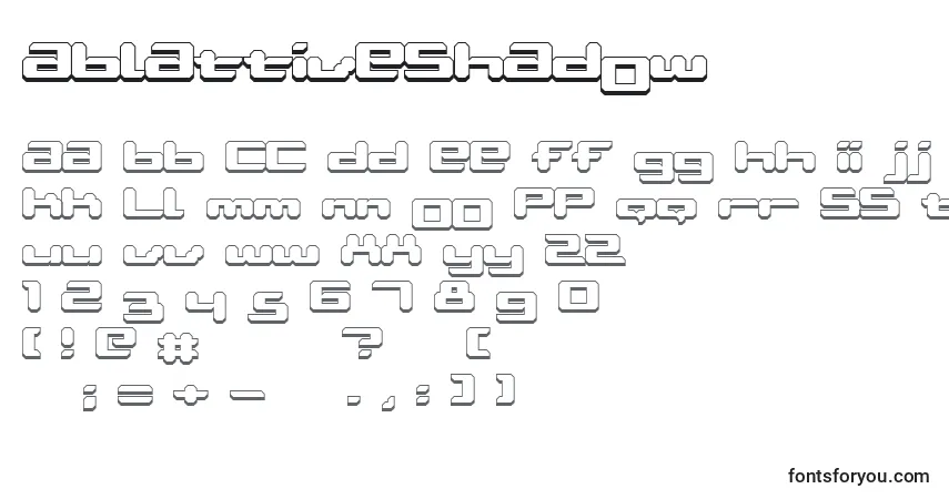 Schriftart AblattiveShadow – Alphabet, Zahlen, spezielle Symbole