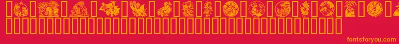 Czcionka GeChineseArt – pomarańczowe czcionki na czerwonym tle