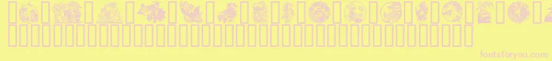 GeChineseArt-fontti – vaaleanpunaiset fontit keltaisella taustalla