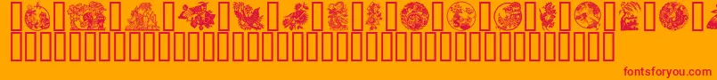 Czcionka GeChineseArt – czerwone czcionki na pomarańczowym tle