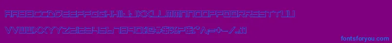 Czcionka LowGunScreenBold3D – niebieskie czcionki na fioletowym tle